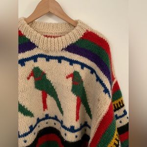 Oversized Handmade Parrot Knit Sweater